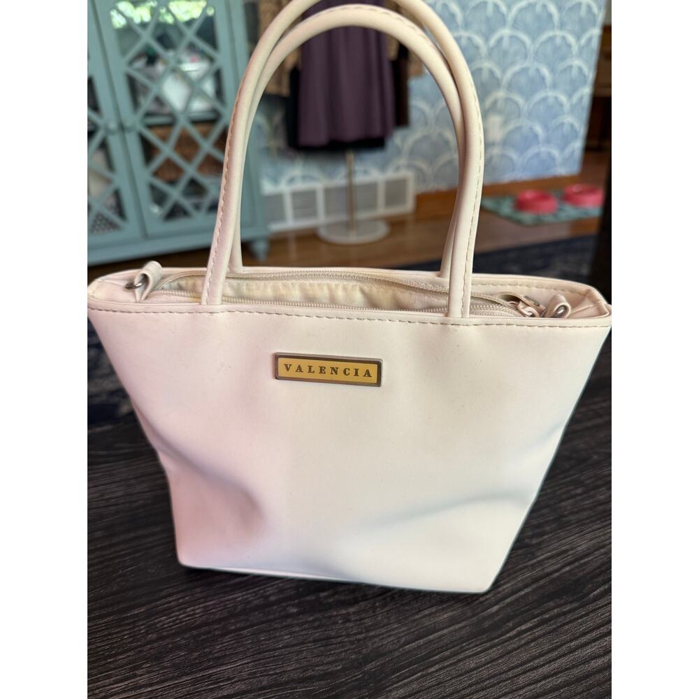 6/$25 Vintage Nylon Valencia Pale Beige Top Handle Purse